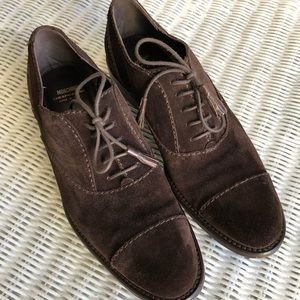 Chocolate Brown Suede Moschino Oxfords 8.5